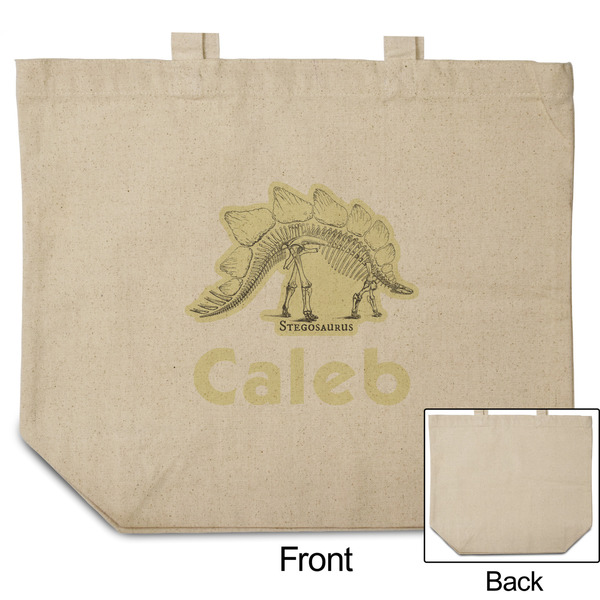 Dinosaur Skeletons Reusable Cotton Grocery Bag - Front & Back View