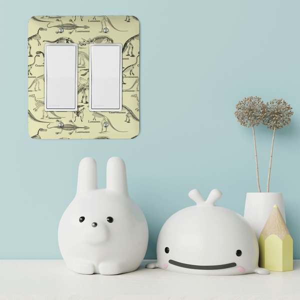 Dinosaur Skeletons Rocker Light Switch Covers - Double - IN CONTEXT