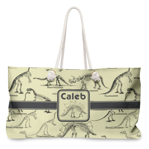 Custom Dinosaur Skeletons Large Tote Bag with Rope Handles (Personalized)