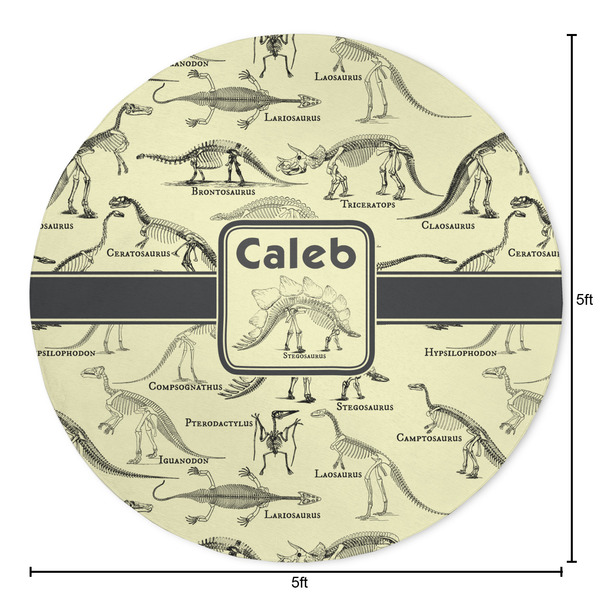 Dinosaur Skeletons Round Area Rug - Size