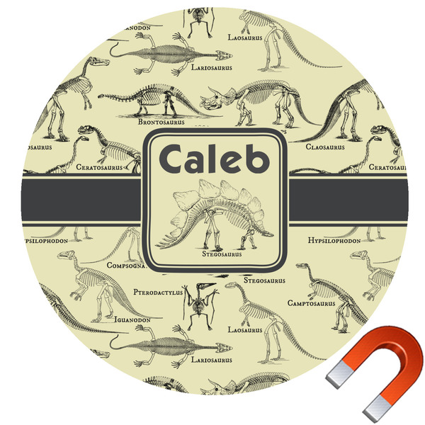 Custom Dinosaur Skeletons Round Car Magnet - 10" (Personalized)