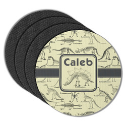 Dinosaur Skeletons Round Rubber Backed Coasters - Set of 4 (Personalized)
