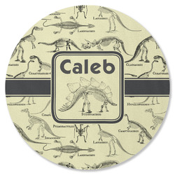 Dinosaur Skeletons Round Rubber Backed Coaster (Personalized)