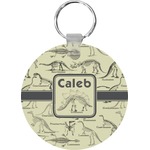 Dinosaur Skeletons Round Plastic Keychain (Personalized)