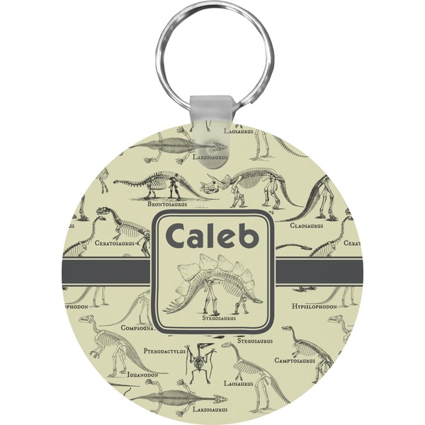 Dinosaur Skeletons Round Keychain (Personalized)