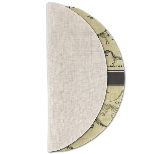 Dinosaur Skeletons Round Linen Placemats - HALF FOLDED (single sided)