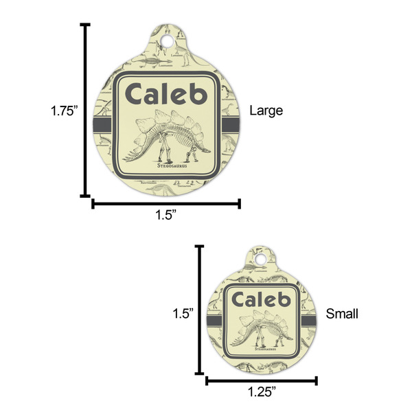 Dinosaur Skeletons Round Pet ID Tag - Large - Comparison Scale