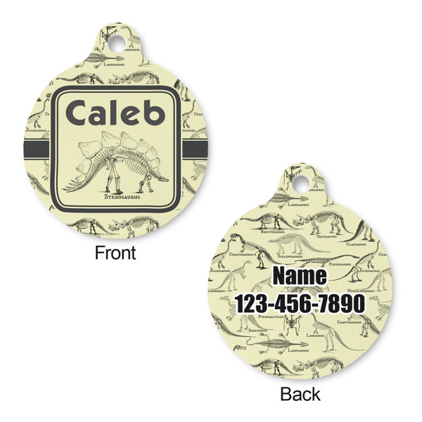 Dinosaur Skeletons Round Pet Tag - Front & Back