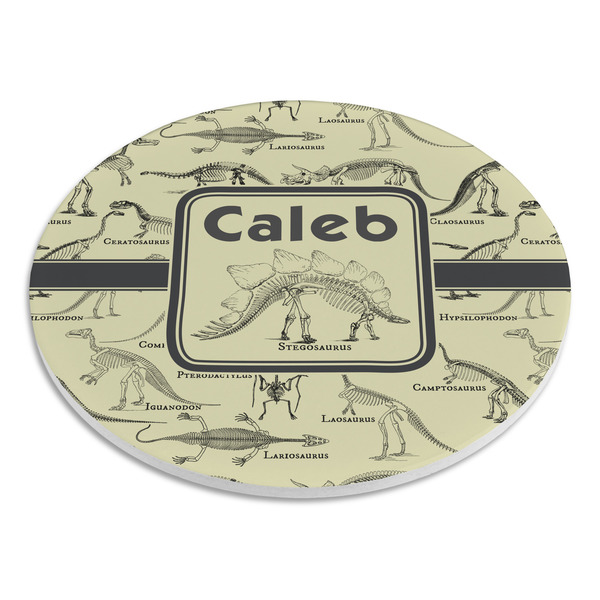 Dinosaur Skeletons Round Stone Trivet - Angle View