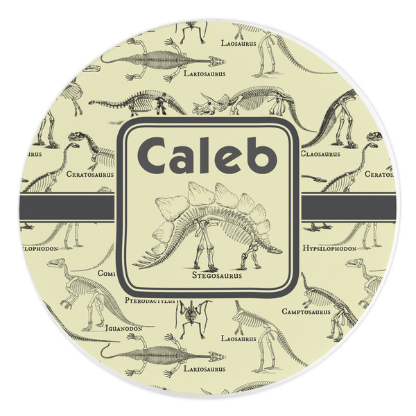 Custom Dinosaur Skeletons Round Stone Trivet (Personalized)
