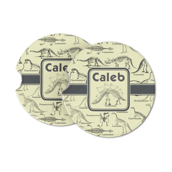 Custom Dinosaur Skeletons Sandstone Car Coasters (Personalized)