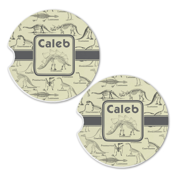 Dinosaur Skeletons Sandstone Car Coasters - Set of 2
