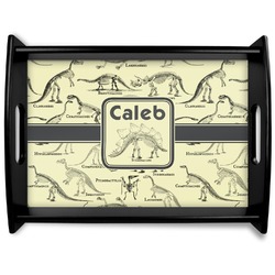 Dinosaur Skeletons Black Wooden Tray - Large (Personalized)