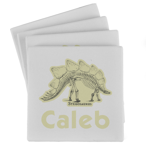 Custom Dinosaur Skeletons Absorbent Stone Coasters - Set of 4 (Personalized)