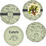 Dinosaur Skeletons Set of 4 Glass Lunch / Dinner Plate 10" (Personalized)