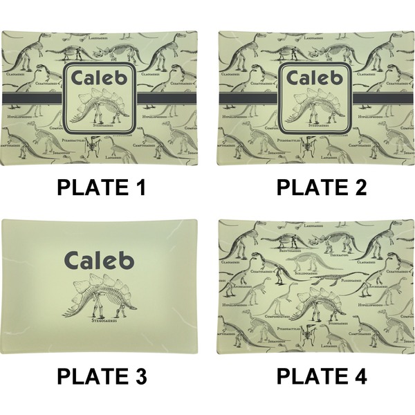 Dinosaur Skeletons Set of Rectangular Appetizer / Dessert Plates (Approval)