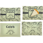 Dinosaur Skeletons Set of 4 Glass Rectangular Appetizer / Dessert Plate (Personalized)