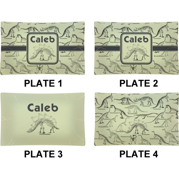 Dinosaur Skeletons Set of Rectangular Dinner Plates (Approval)