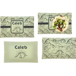 Dinosaur Skeletons Set of 4 Glass Rectangular Lunch / Dinner Plate (Personalized)