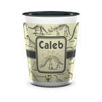 Dinosaur Skeletons Ceramic Shot Glass - 1.5 oz - Two Tone - Set of 4 (Personalized)
