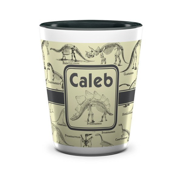 Custom Dinosaur Skeletons Ceramic Shot Glass - 1.5 oz - Two Tone - Set of 4 (Personalized)