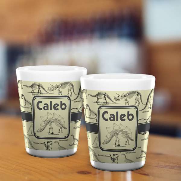 Dinosaur Skeletons Shot Glass - White - LIFESTYLE