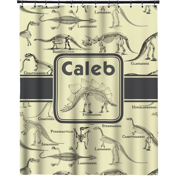 Custom Dinosaur Skeletons Extra Long Shower Curtain - 70"x84" (Personalized)