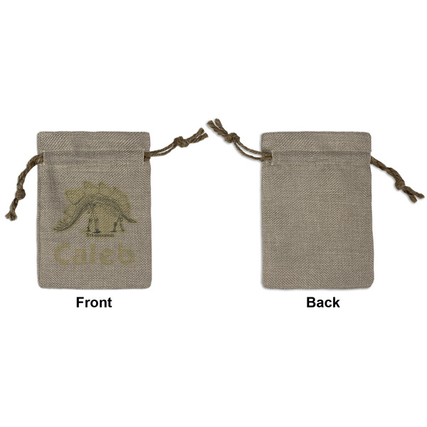 Dinosaur Skeletons Small Burlap Gift Bag - Front Approval