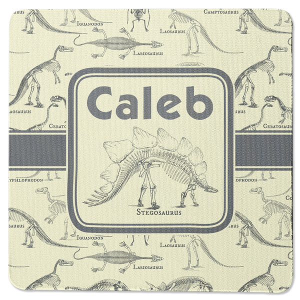 Custom Dinosaur Skeletons Square Rubber Backed Coaster (Personalized)