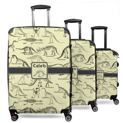 Dinosaur Skeletons 3 Piece Luggage Set - 20" Carry On, 24" Medium Checked, 28" Large Checked (Personalized)