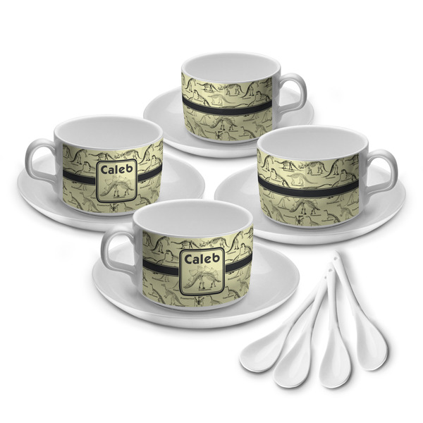 Custom Dinosaur Skeletons Tea Cup - Set of 4 (Personalized)