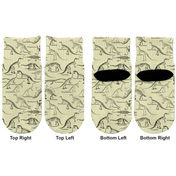 Dinosaur Skeletons Toddler Ankle Socks - Double Pair - Front and Back - Apvl