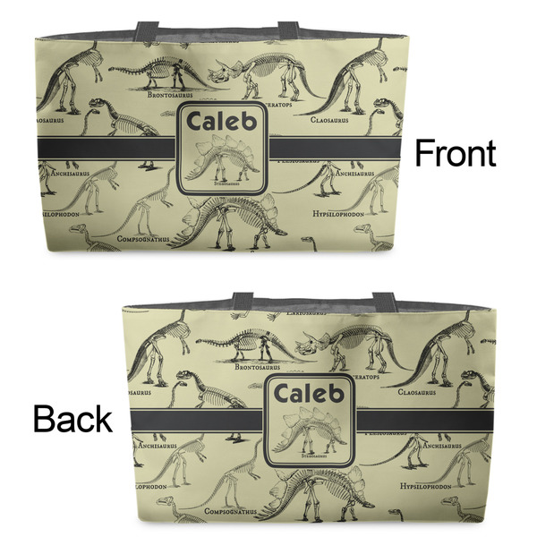 Dinosaur Skeletons Tote w/Black Handles - Front & Back Views