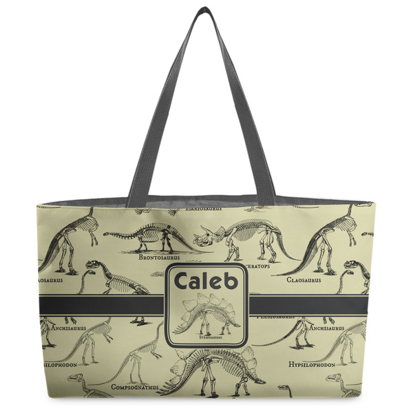 Custom Dinosaur Skeletons Beach Totes Bag - w/ Black Handles (Personalized)