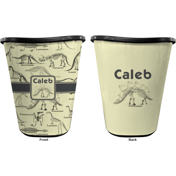 Dinosaur Skeletons Trash Can Black - Front and Back - Apvl