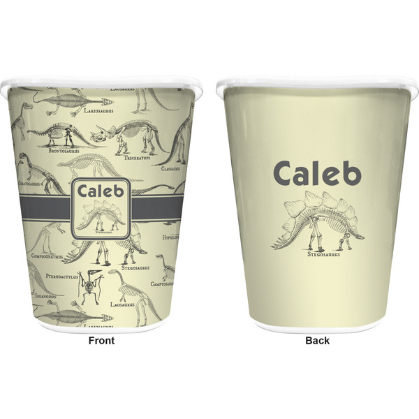 Dinosaur Skeletons Trash Can White - Front and Back - Apvl