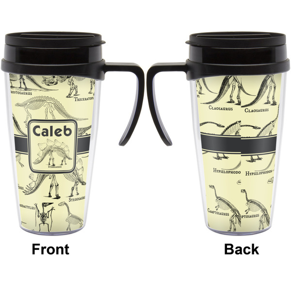 Dinosaur Skeletons Travel Mug with Black Handle - Approval