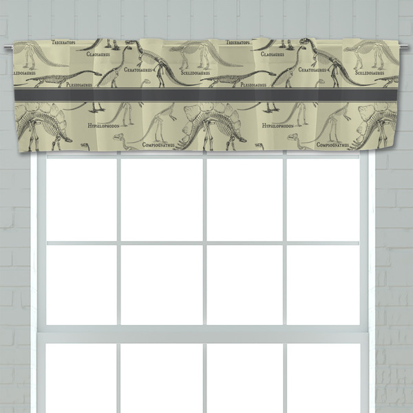 Dinosaur Skeletons Valance - Closeup on window