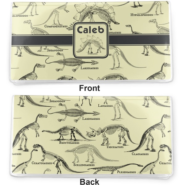 Dinosaur Skeletons Vinyl Check Book Cover - Front and Back