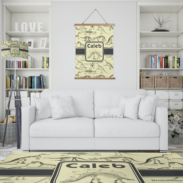 Dinosaur Skeletons Wall Hanging Tapestry - Portrait - IN CONTEXT