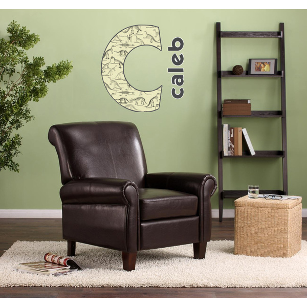 Dinosaur Skeletons Wall Name & Initial Large on Living Room Wall