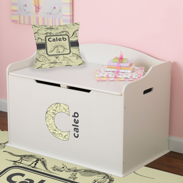 Dinosaur Skeletons Wall Name & Initial Small on Toy Chest