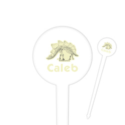 Dinosaur Skeletons 4" Round Plastic Food Picks - White - Single Sided (Personalized)