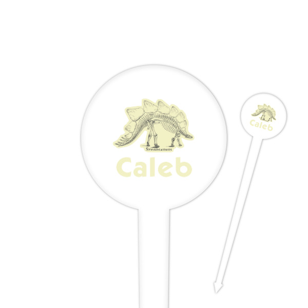 Custom Dinosaur Skeletons 4" Round Plastic Food Picks - White - Double Sided (Personalized)