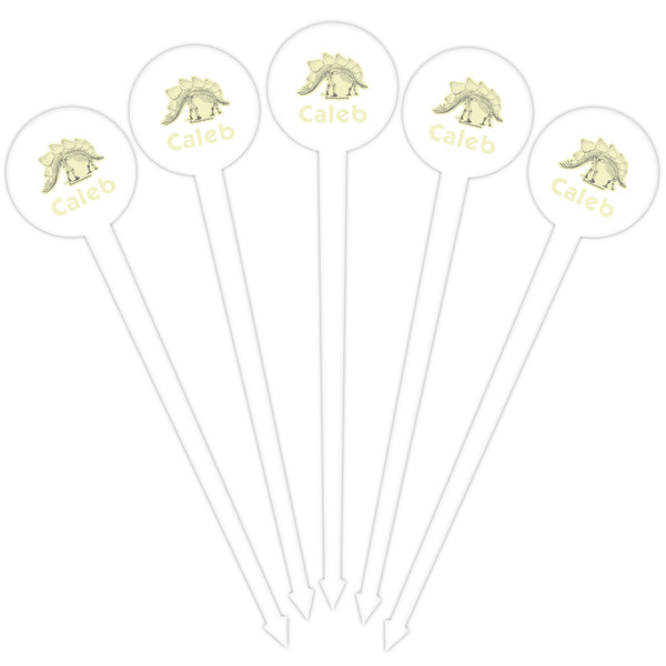 Dinosaur Skeletons White Plastic 4" Food Pick - Round - Fan View