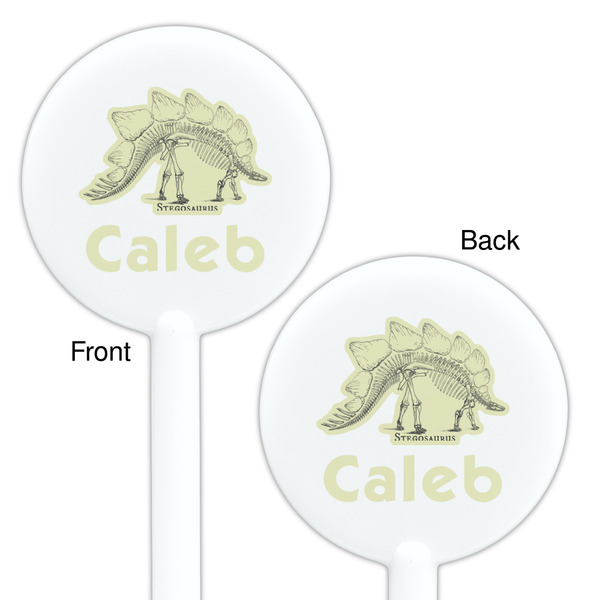 Dinosaur Skeletons White Plastic 5.5" Stir Stick - Double Sided - Round - Front & Back