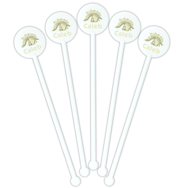 Dinosaur Skeletons White Plastic 5.5" Stir Stick - Fan View
