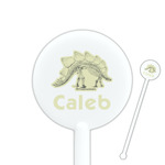 Dinosaur Skeletons 5.5" Round Plastic Stir Sticks - White - Double Sided (Personalized)