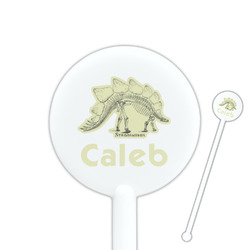 Dinosaur Skeletons 5.5" Round Plastic Stir Sticks - White - Single Sided (Personalized)