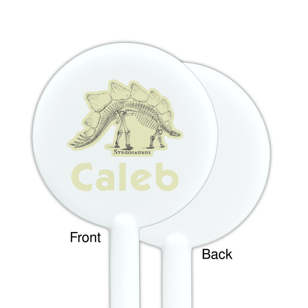 Dinosaur Skeletons White Plastic 5.5" Stir Stick - Single Sided - Round - Front & Back